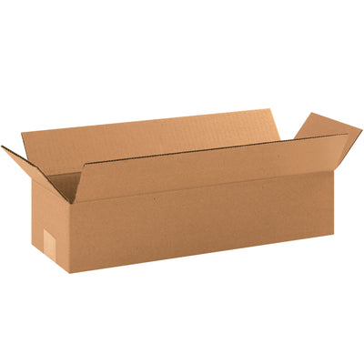 Ship long and narrow products efficiently with these 18x6x4 kraft corrugated boxes featuring ECT-32 single-wall construction and extended side opening. Perfect for wine bottles, umbrellas, carpet rolls, and similar items. Sold in bundles of 25 and shipped flat for maximum freight efficiency.
