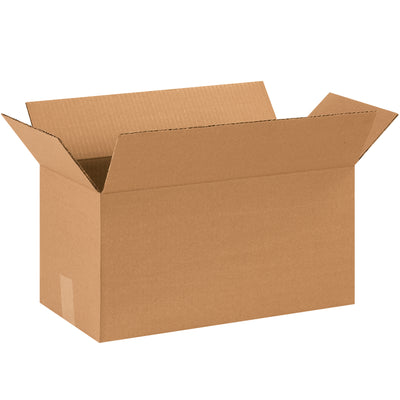 ECT-32 kraft corrugated boxes sized 18" × 9" × 9" with a long side opening for fast, efficient packing of elongated products. Perfect for wine bottles, umbrellas, carpet rolls, and similar items. Sold flat in bundles of 25 for maximum freight efficiency and volume savings.
