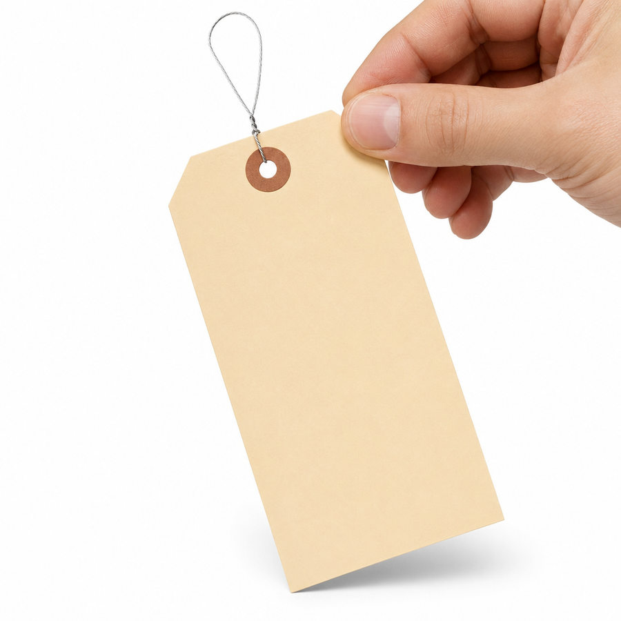 2 3/4 x 1 3/8" 13 Pt. Manila Shipping Tags - Pre-Wired (100 Pack) — image 1