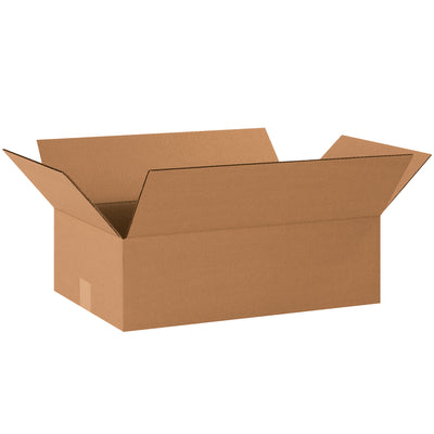 Premium ECT-32 kraft corrugated boxes in 20" x 12" x 6" dimensions–designed for shallow-depth products like apparel, books, artwork, and picture frames. Ships flat to maximize storage efficiency and reduce shipping costs. Sold as a bundle of 25 cartons.