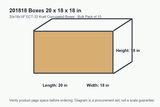201818 dimension diagram showing 20 x 18 x 18 inch boxes.