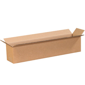 Ship long, narrow items efficiently with our 20x4x4 ECT-32 kraft corrugated boxes. The long-side opening design speeds packing of wine bottles, umbrellas, carpet rolls, and similar products. Sold as a bundle of 25 boxes, flat-packed for minimal storage footprint and maximum freight efficiency.