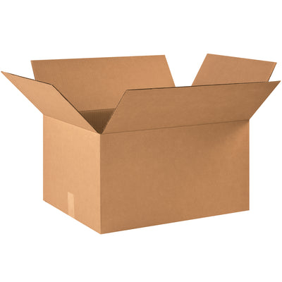 ECT-32 single wall kraft corrugated boxes sized 22" x 17" x 12" for reliable mid-weight product shipping and storage. Sold in bundles of 10 for maximum volume savings. Stackable design optimizes warehouse space and reduces freight costs per unit.