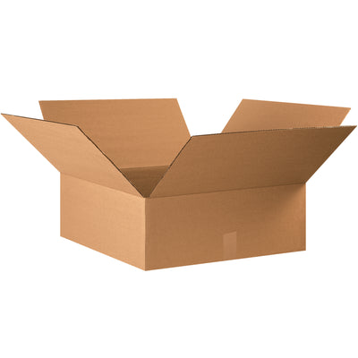 ECT-32 kraft corrugated shipping cartons sized 22" × 22" × 8" for optimal fits on shallow product shipments. These cardboard boxes ship flat in bundles of 15, maximizing your warehouse storage efficiency and reducing inbound freight costs. Ideal for apparel, books, artwork, mirrors, and picture frames.
