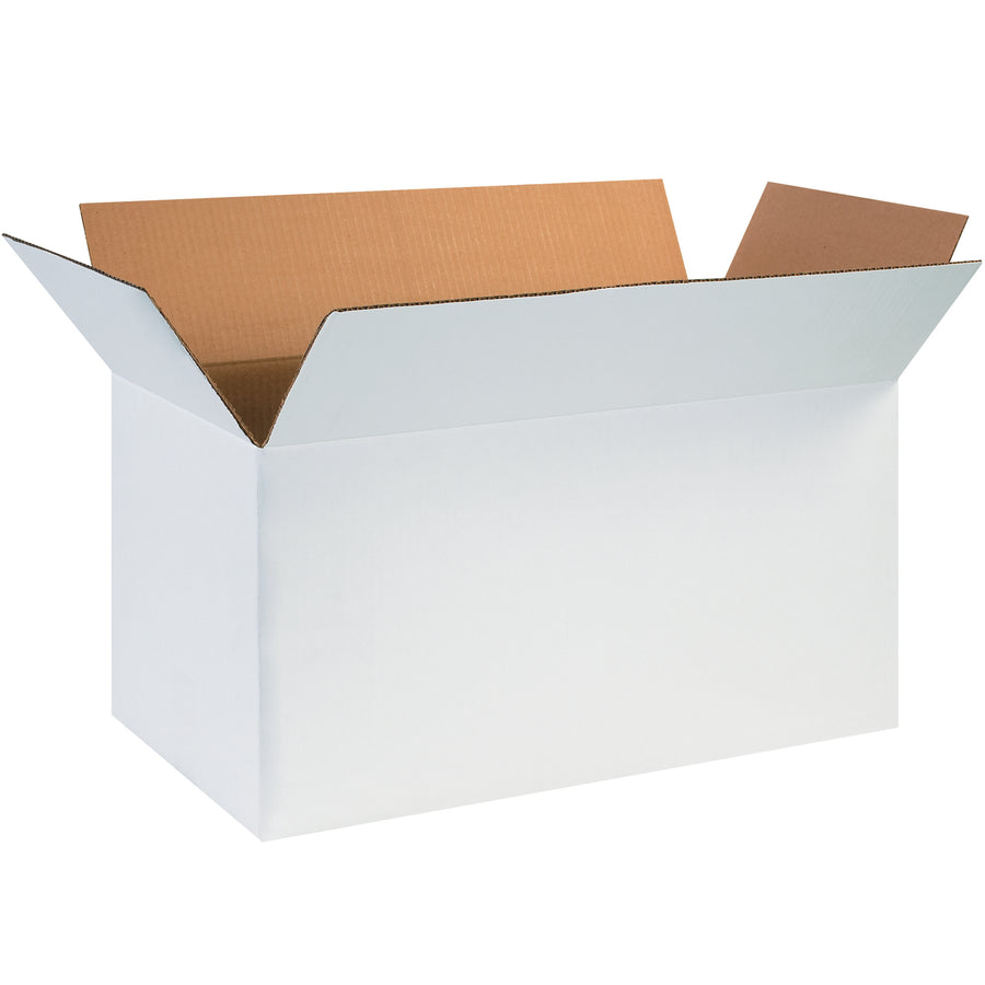 ECT-32 white corrugated boxes in 24x12x12 dimensions deliver professional presentation with durable single-wall construction. Bundle of 25 boxes ideal for retail-ready shipments where labeling and branding visibility matter. Strong stacking performance reduces freight damage and maximizes warehouse efficiency.
