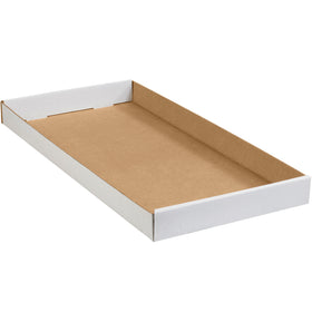 Ship and store flat with our 24x12x1.75" white corrugated trays‚ECT-32 rated for reliable stacking performance in busy warehouses. Easy-fold sides lock items in place while maximizing freight efficiency. Sold in bundles of 50 per case.