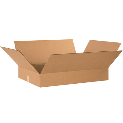 ECT-32 kraft corrugated boxes in 24x17x3" dimensions designed for shallow-profile products that don't require deep cartons. Bundle of 25 ships flat, maximizing your warehouse storage efficiency and reducing freight costs. Ideal for apparel, books, frames, and artwork.