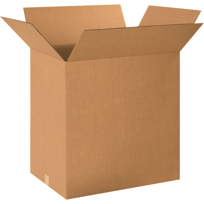 Premium ECT-32 kraft corrugated boxes in 24x18x24" dimensions deliver 6 cubic feet of capacity per carton–perfect for oversized items like pillows and baskets. This bundle of 10 ships flat, reducing warehouse footprint and freight costs while maintaining superior stacking strength for efficient pallet loads.