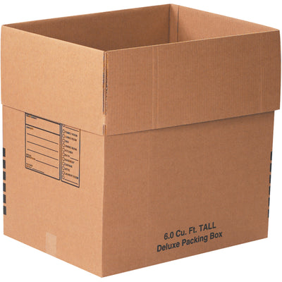Move, pack, and ship with confidence using these 24x18x24 deluxe packing boxes. ECT-32 kraft corrugated construction delivers superior stacking strength and durability. Bundle of 10 boxes with innovative flap tabs that keep flaps secure and out of the way‚cutting packing time and labor costs.