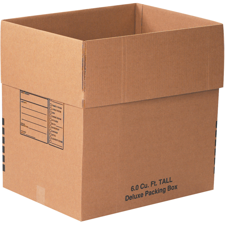 Move, pack, and ship with confidence using these 24x18x24 deluxe packing boxes. ECT-32 kraft corrugated construction delivers superior stacking strength and durability. Bundle of 10 boxes with innovative flap tabs that keep flaps secure and out of the way‚cutting packing time and labor costs.