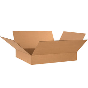 ECT-32 kraft corrugated shipping boxes with shallow 4" depth–engineered for compact products like apparel, books, and framed items. Ships flat in bundles of 20 to maximize warehouse space and reduce freight costs. Reliable single-wall construction for cost-effective protection.