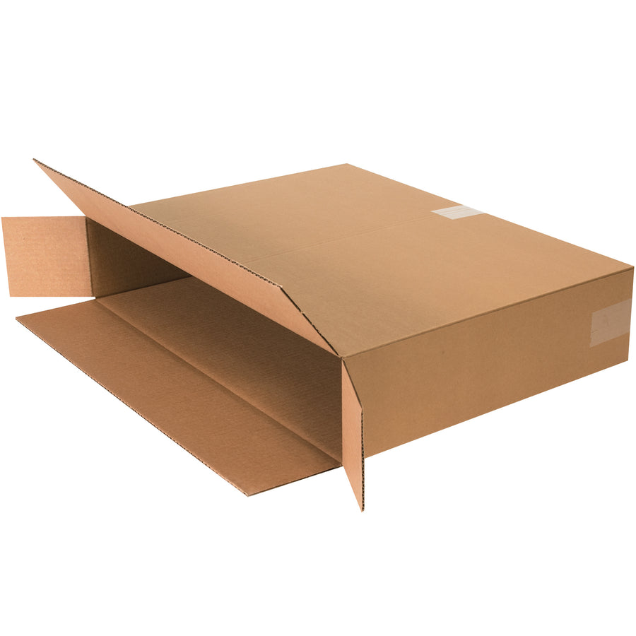 ECT-32 single wall corrugated side loading boxes measuring 24" x 5" x 18" in kraft. Ships flat to maximize warehouse storage and reduce freight costs per unit. Bundle of 25 boxes provides reliable, cost-effective packaging for e-commerce fulfillment, shipping, and storage applications.