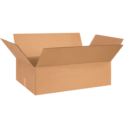 ECT-32 kraft corrugated boxes in 26x15x5" dimensions–purpose-built for shallow products like apparel, books, frames, and artwork. Ships flat in bundles of 20 to maximize warehouse storage and minimize freight costs. Durable single-wall construction rated for reliable stacking and transit protection.