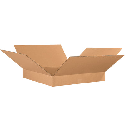 ECT-32 kraft corrugated boxes sized 26"x26"x4" deliver optimal protection for shallow products while maximizing warehouse efficiency. This bundle of 15 flat corrugated shipping boxes ships compact, reducing your storage footprint and freight costs. Ideal for apparel, books, frames, and artwork.