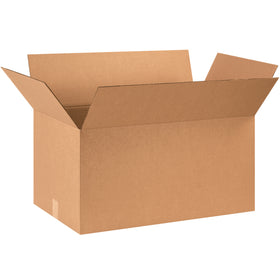 ECT-32 kraft corrugated boxes sized 29" × 17" × 15" for efficient garment storage and shipping. Accommodates clothing with or without hangers. Sold as a 15-box bundle for maximum volume savings and freight efficiency.