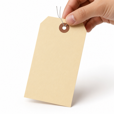 3 3/4" x 1 7/8" 13 Pt. Manila Shipping Tags Pre-Wired - 100 Pack — image 1