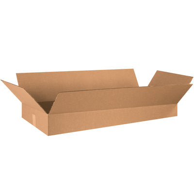 ECT-32 kraft corrugated shipping boxes sized 36x16x5" deliver optimal performance for shallow products including apparel, books, frames, and artwork. Each bundle of 15 boxes arrives flat, maximizing your warehouse storage footprint while minimizing freight costs on incoming inventory.