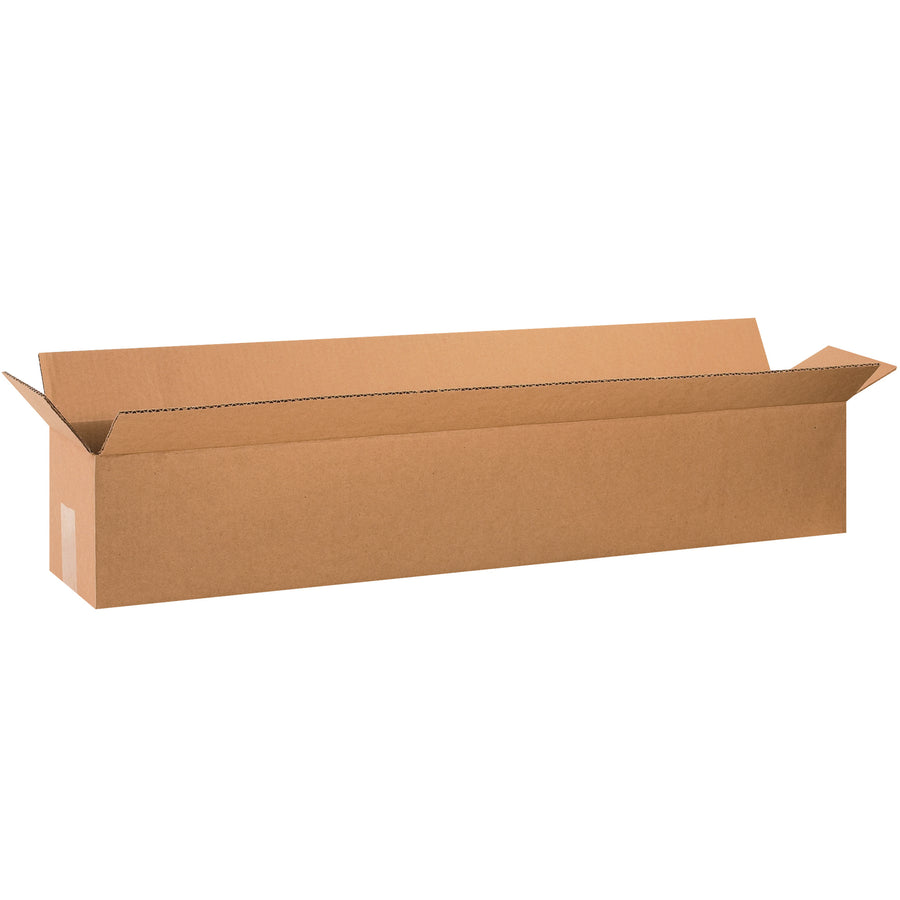 ECT-32 kraft corrugated long boxes designed for narrow, elongated items like wine bottles, umbrellas, and carpet rolls. Wide openings along the 40" length simplify packing and reduce labor time. Shipped flat in bundles of 25 for maximum freight efficiency and storage savings.