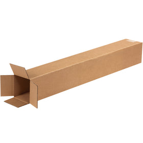 Ship tall items efficiently with these 4x4x28 ECT-32 kraft corrugated boxes. End-loading design for quick, easy packing of fishing rods, trophies, shelving, and similar products. Sold in convenient 25-box bundles, flat-packed to maximize freight efficiency and warehouse storage.