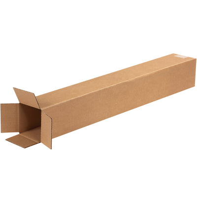 Ship tall items efficiently with these 4x4x28 ECT-32 kraft corrugated boxes. End-loading design for quick, easy packing of fishing rods, trophies, shelving, and similar products. Sold in convenient 25-box bundles, flat-packed to maximize freight efficiency and warehouse storage.