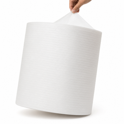 48" x 150' Cellulose Wadding Roll - Perforated & Slit, White — image 1
