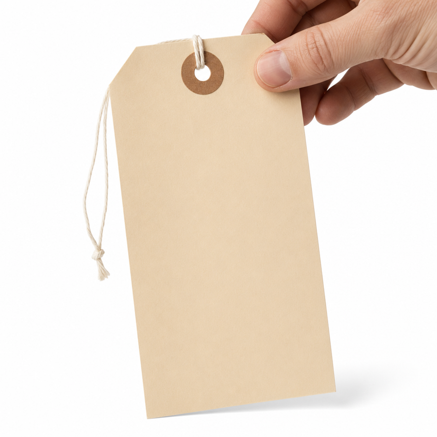 5 1/4" x 2 5/8" 13 Pt. Manila Shipping Tags Pre-Strung - 100 Pack — image 1