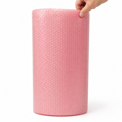 5/16" x 12" x 100' Anti-Static Bubble Roll - Pink Polyethylene Dispenser Pack — image 1