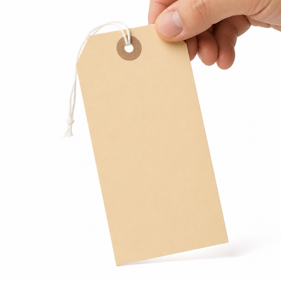 5 3/4" x 2 7/8" 13 Pt. Manila Shipping Tags Pre-Strung 100 Pack — image 1