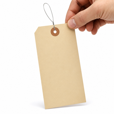 5 3/4" x 2 7/8" Manila Shipping Tags - Pre-Wired, 13 Pt, 100 Pack — image 1