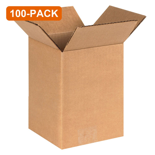 5x5x8 ECT-32 Kraft Corrugated Shipping Boxes, 100-Pack (4 Bundles of 25)