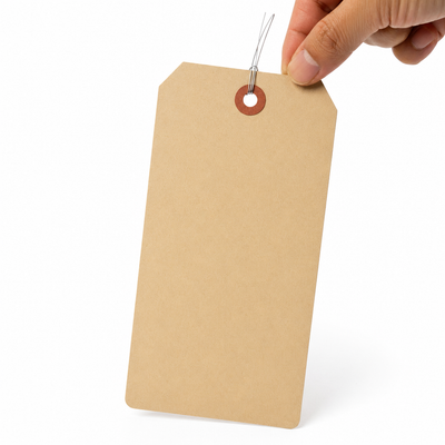 6 1/4 x 3 1/8" 13 Pt. Manila Shipping Tags Pre-Wired - 100 Pack — image 1