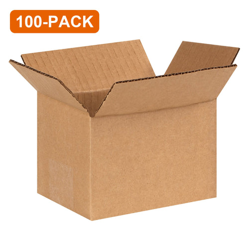 6x4x4 ECT-32 Kraft Corrugated Shipping Boxes, 100-Pack (4 Bundles of 25)