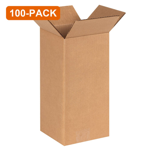 6x6x12 ECT-32 Kraft Corrugated Shipping Boxes, 100-Pack (4 Bundles of 25)