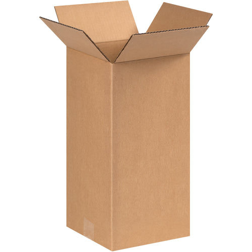 Ship tall items efficiently with our 6x6x14 corrugated boxes‚ECT-32 kraft single-wall construction rated for reliable stacking and freight protection. End-loading design speeds packing, while flat-bundle shipping maximizes your warehouse space. 25-box bundle.