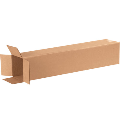 Ship tall items efficiently with 6x6x29 corrugated boxes featuring ECT-32 kraft construction and end-load design for quick insertion and sealing. This 25-pack bundle of tall cardboard boxes ships flat to maximize freight efficiency and minimize storage footprint. Ideal replacement for mailing tubes when shipping trophies, fishing rods, shelving, and other elongated products.