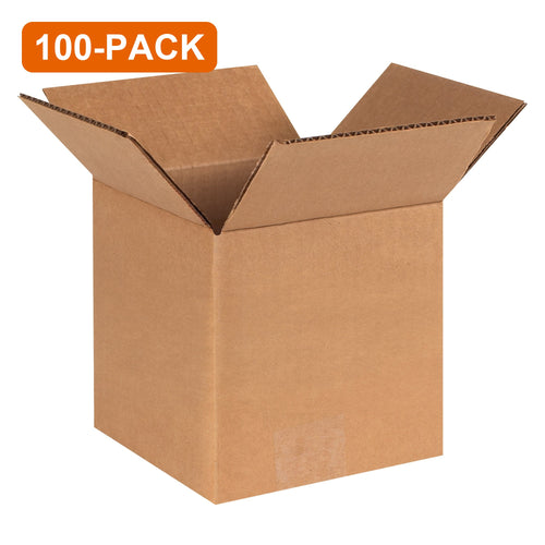 6x6x6 ECT-32 Kraft Corrugated Cube Shipping Box, 100-Pack (4 Bundles of 25)
