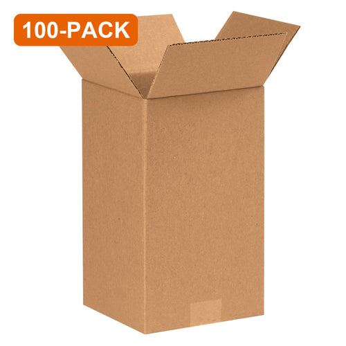 7x7x12 ECT-32 Kraft Corrugated Shipping Boxes, 100-Pack (4 Bundles of 25)