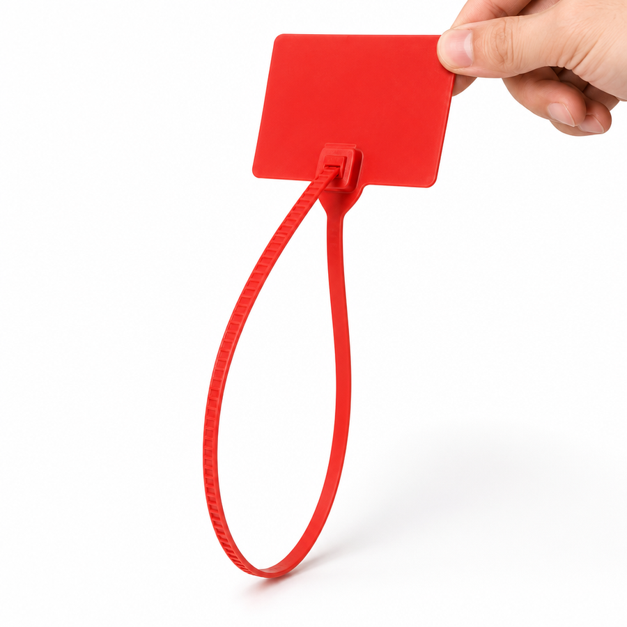 8" Red Plastic Pull Tight Security Seals - Tamper Evident — image 1