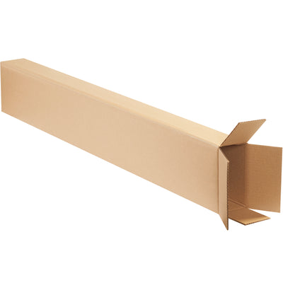 ECT-32 rated 8x4x52" full overlap side loading boxes designed for tall, lightweight shipments. Bundle of 15 kraft corrugated cartons ships and stores flat to maximize warehouse efficiency. Industry-standard FOL design reduces damage while optimizing freight costs.