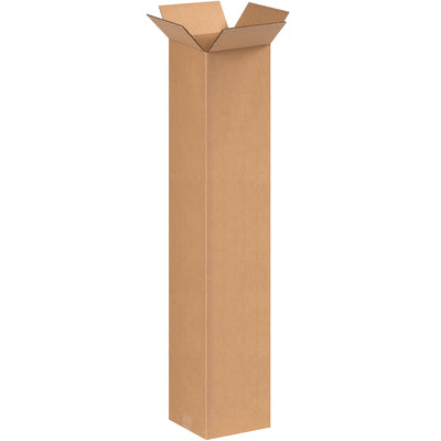 Ship tall items efficiently with ECT-32 kraft corrugated boxes designed for end-loading. Each bundle contains 20 boxes measuring 8" × 8" × 40", offering strong single-wall protection for trophies, shelving, fishing rods, and industrial goods. Sold flat for maximum freight efficiency and warehouse space savings.
