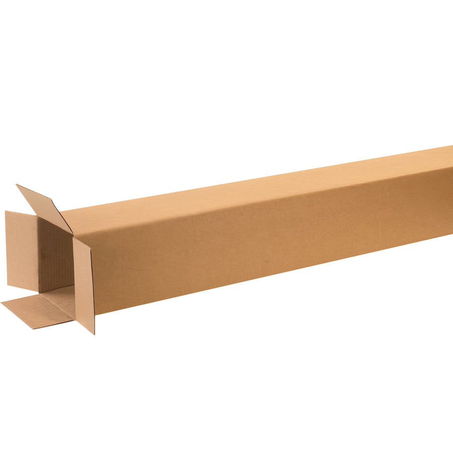 Ship tall items efficiently with these 8x8x60 corrugated boxes featuring ECT-32 single-wall construction for reliable strength. End-loading design enables fast, secure sealing, ideal for trophies, shelving, rods, and tall merchandise. Sold as a bundle of 15 boxes, flat-packed to maximize freight efficiency and storage.
