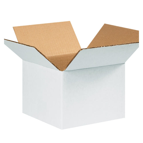 8x8x6 ECT-32 White Corrugated Shipping Boxes Single Wall 25-Pack 886W