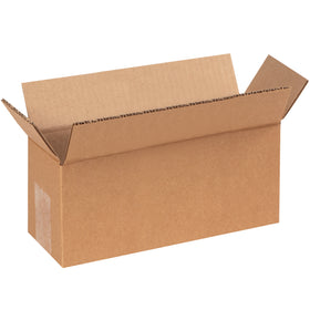 Ship long, narrow items efficiently with these 9x4x3 corrugated boxes featuring wide lengthwise openings for fast packing. ECT-32 kraft construction provides reliable protection at economy cost. Sold flat in bundles of 25 for maximum space savings and freight efficiency.