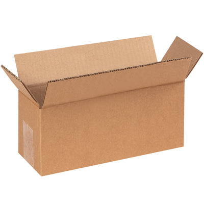 Ship long, narrow items efficiently with these 9x4x3 corrugated boxes featuring wide lengthwise openings for fast packing. ECT-32 kraft construction provides reliable protection at economy cost. Sold flat in bundles of 25 for maximum space savings and freight efficiency.