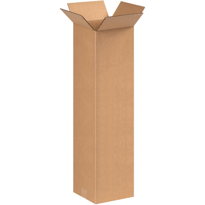 Heavy-duty 9x9x30" tall corrugated boxes built from ECT-32 kraft material for reliable shipping of elongated items. End-loading design enables fast, efficient insertion and sealing. Sold as a bundle of 25 boxes, shipped flat to maximize freight efficiency.