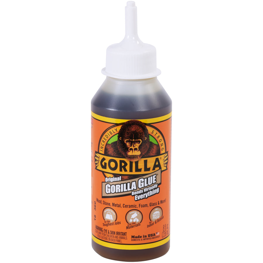 Industrial-grade 8 oz. Gorilla Glue¬Æ delivers 100% waterproof bonding for demanding manufacturing and assembly applications. Expands 3-4x while curing to penetrate surfaces and create unbreakable bonds on wood, metal, stone, concrete, ceramics, glass, foam, and brick. Heat and cold resistant‚dried glue is paintable, stainable, and sandable for seamless integration.
