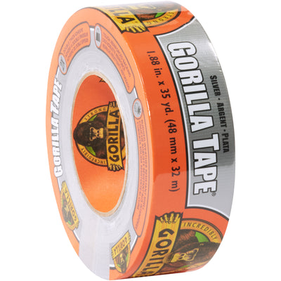 Industrial-grade 2" x 35 yd. silver Gorilla duct tape with double-thick 17 mil adhesive that fills gaps on uneven surfaces for superior grip and bonding power. Rugged, weather-resistant backing withstands harsh warehouse and production environments. Hand-tearable for fast packing line application without tools.