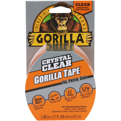 The 2" x 27' Gorilla Clear Repair Tape delivers industrial-strength adhesion across rough, smooth, and uneven surfaces without yellowing or degrading. This 7 mil waterproof and UV-resistant repair tape handles demanding packaging, equipment maintenance, and facility protection applications. Ships as case of 1 roll with easy hand-tear notched edge design.
