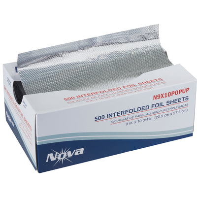 Pre-measured aluminum foil pop-up sheets designed for high-volume food service operations. Each 9" x 10 3/4" sheet dispenses one-at-a-time with zero waste, reducing labor and material costs. Case of 500 sheets provides reliable coverage, storage, and wrapping for restaurants, catering companies, and institutional food service.