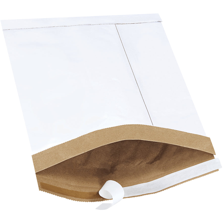 Professional-grade 8.5" x 12" white self-seal padded mailers designed for ecommerce brands shipping small-to-medium items. Fiber padding absorbs shock during handling while puncture-resistant construction and natural rubber adhesive ensure contents arrive secure‚no additional cushioning needed. Case of 100 mailers ready to ship.